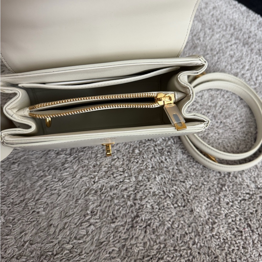 Celine MINI 16 IN SATINATED CALFSKIN in 
Cream with Gold Hardware - Picture 8 of 9